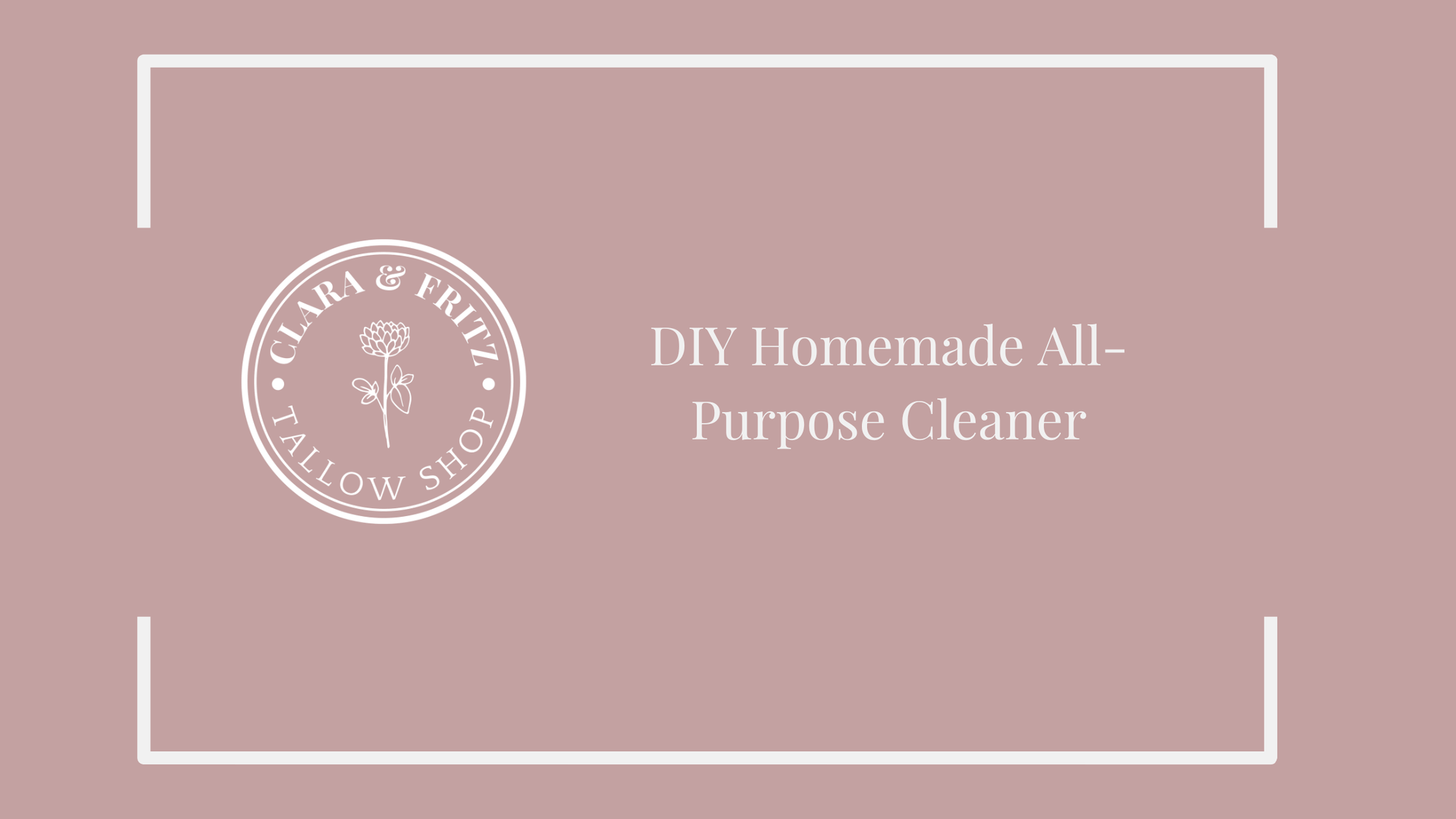 DIY Homemade All-Purpose Cleaner text on pink background with Clara & Fritz logo