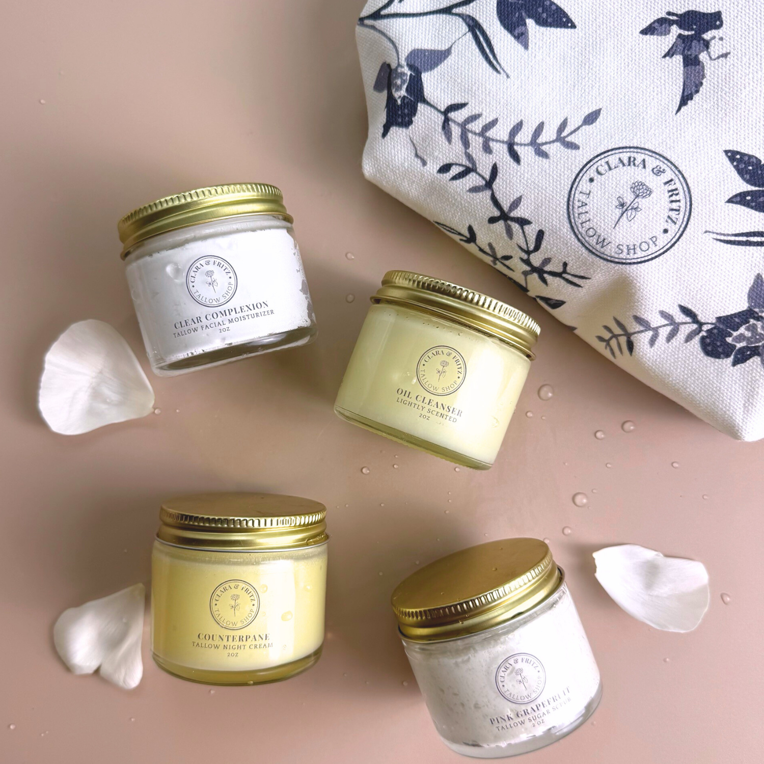 Capsule Skincare Kit with Beauty Bag and floral design