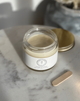 Natural Deodorant in a glass jar, tallow-based, non-toxic and free from aluminum, parabens, keeping you fresh naturally.