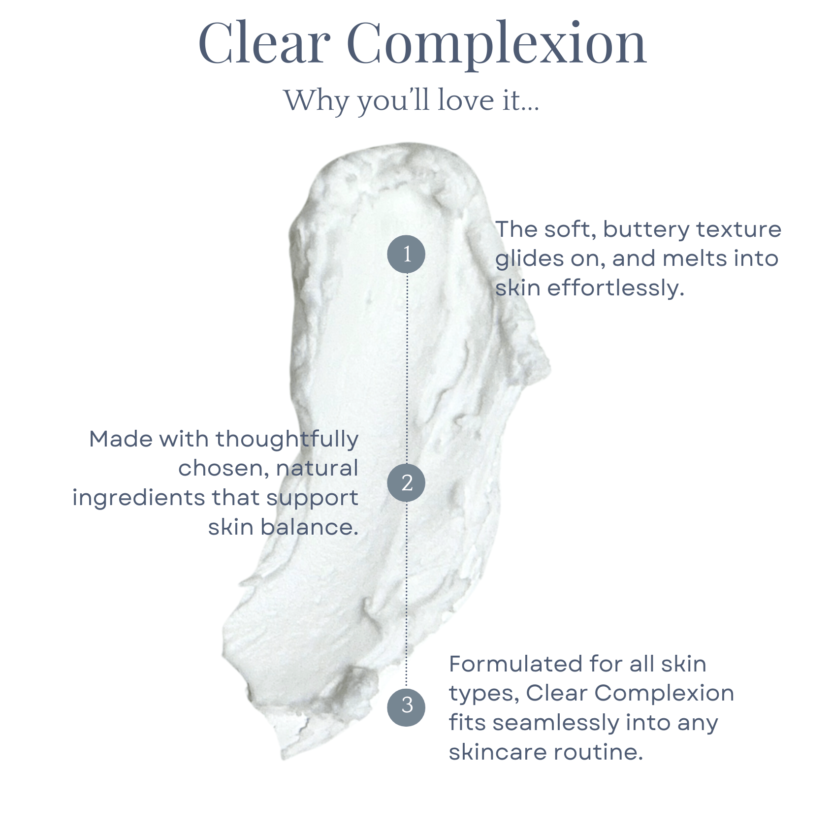 Clear Complexion Whipped Tallow Facial Moisturizer with buttery texture and natural ingredients for all skin types.