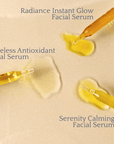 Image of The Serum Trio with Radiance, Timeless Antioxidant, and Serenity Calming facial serums for a complete skincare solution.