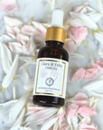 The Complete Facial Skincare Routine includes a Clara & Fritz antioxidant facial serum bottle with flowers.