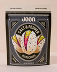 Joon Pistachios Salt & Pepper pack, made without seed oils, artificial flavors or dyes, non-GMO, vegan, 4.5 oz package.