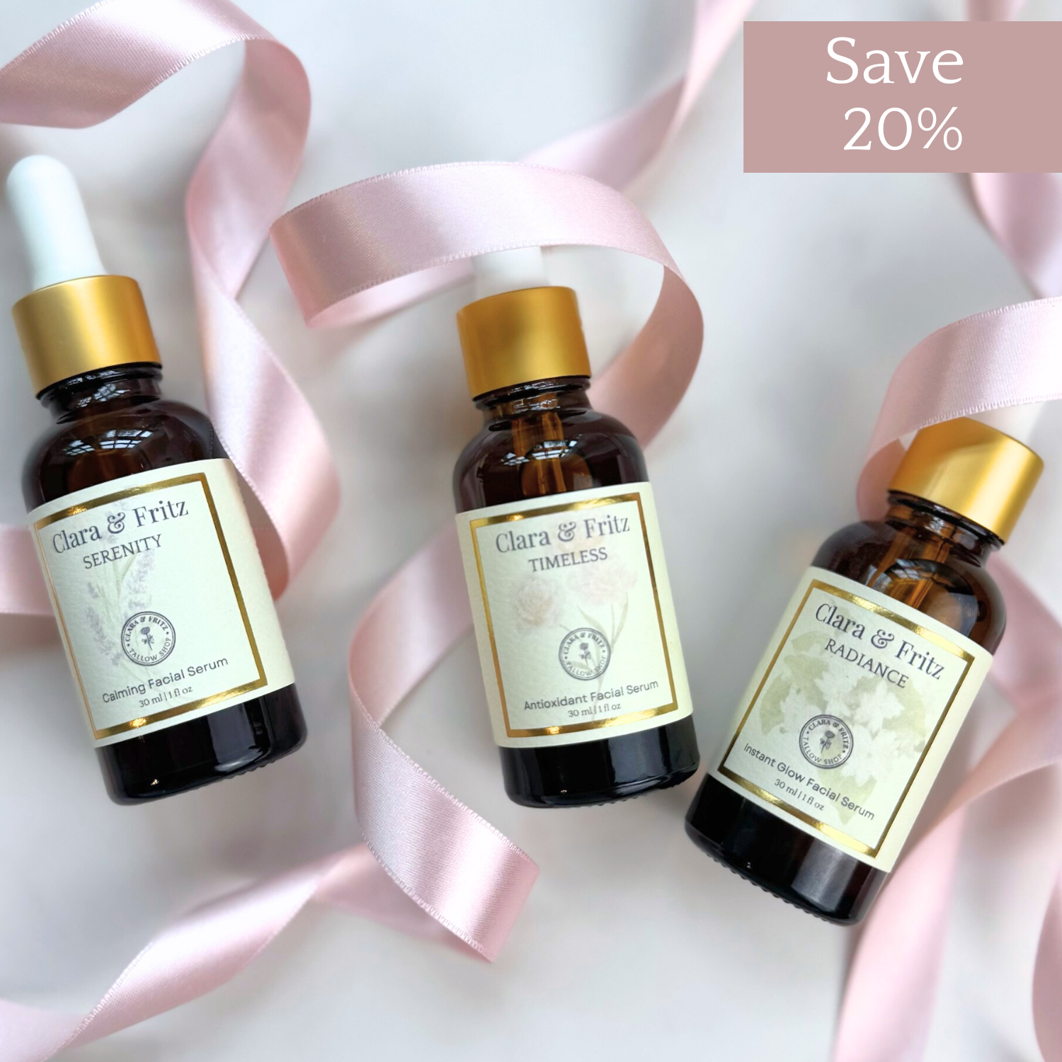 The Serum Trio: Glowing Skin Collection – Clara & Fritz Tallow Shop