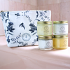 Clara & Fritz Beauty Bag with skincare jars, featuring elegant floral design, essential for organizing beauty products.